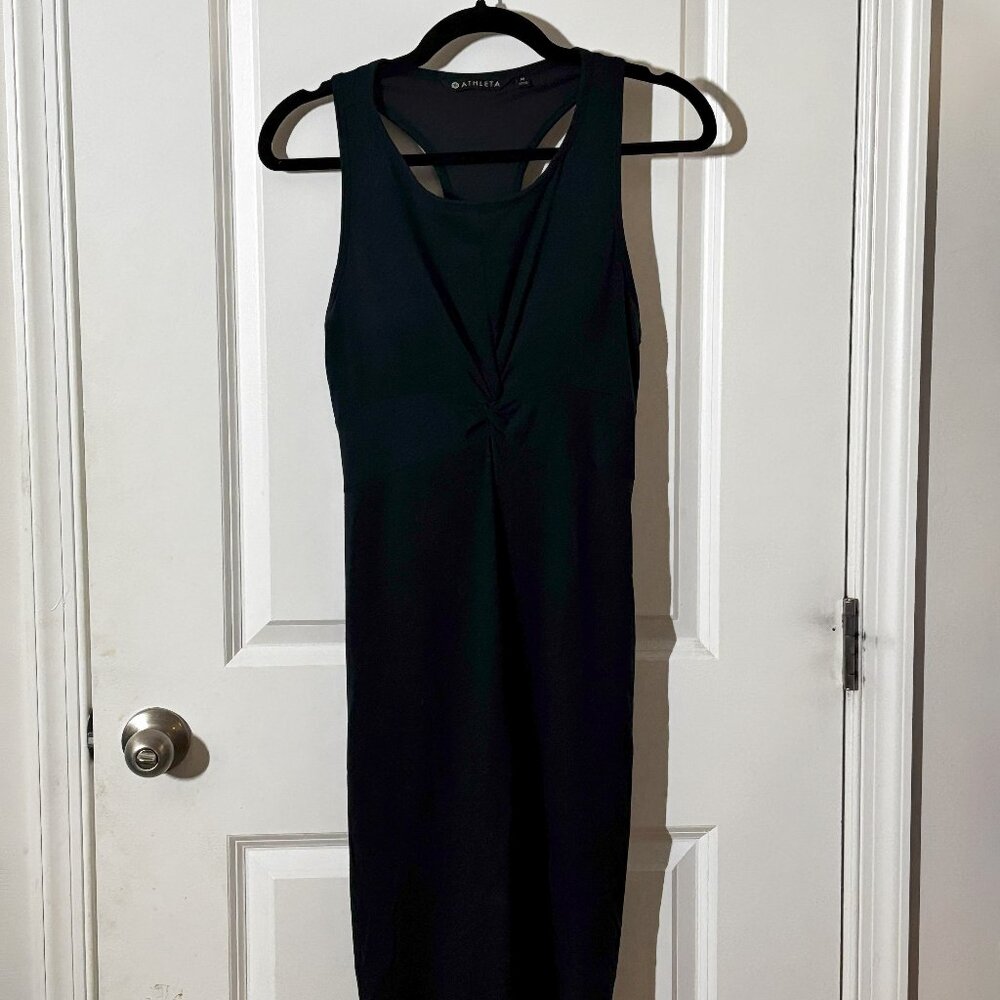 Athleta Black Twist-Front Sleeveless Midi Dress